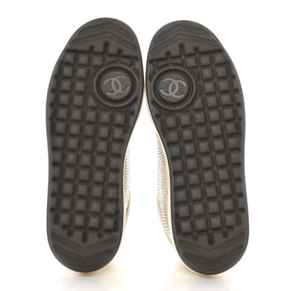 Chanel Calfskin Suede Crystal Womens CC Sneakers 40 White 5 of 9