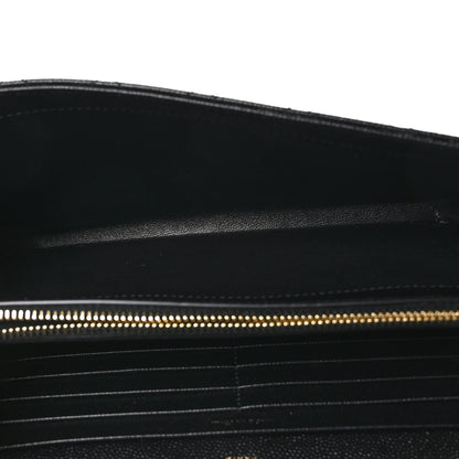 Saint Laurent Grain De Poudre Mixed Matelasse Triquilt Monogram Chain Wallet Black 5 of 11