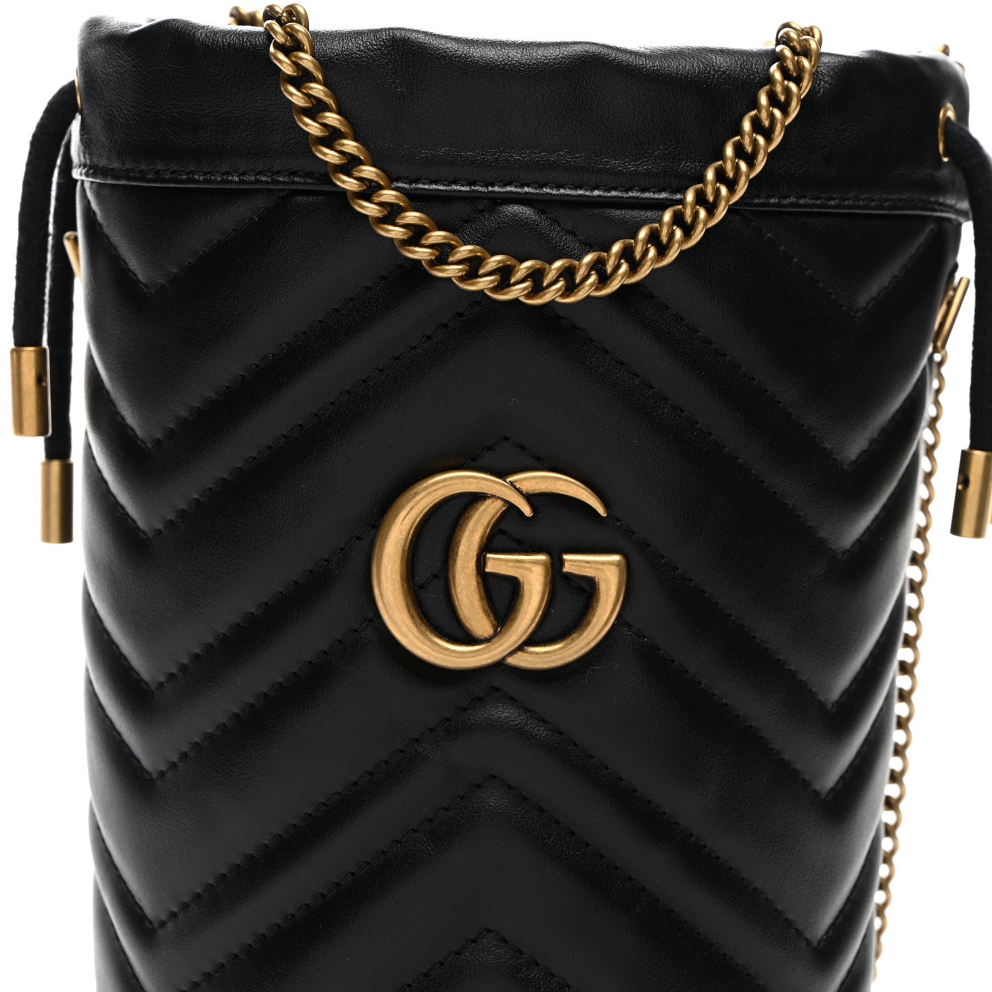 Calfskin Matelasse Mini GG Marmont 2.0 Bucket Bag Black