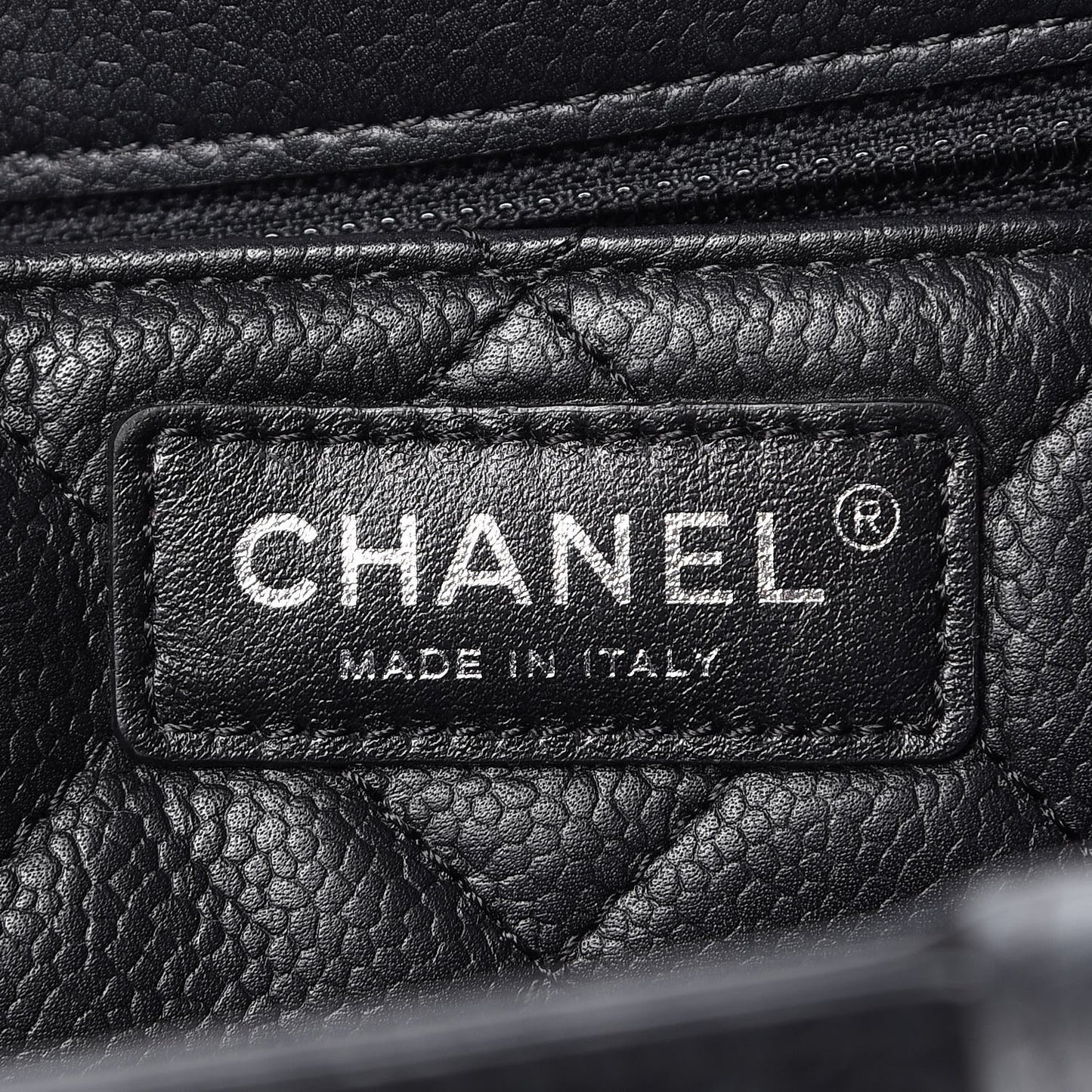 Caviar Quilted Large CC Box Shopping Tote Black