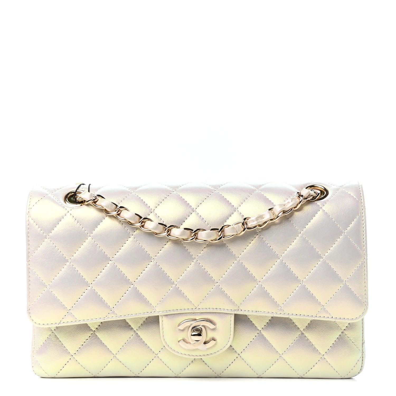Chanel Iridescent Lambskin Quilted Medium Double Flap Ivory 1 of 13