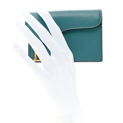 Christian Dior Goatskin Saddle Card Holder Azure Blue 2 of 8