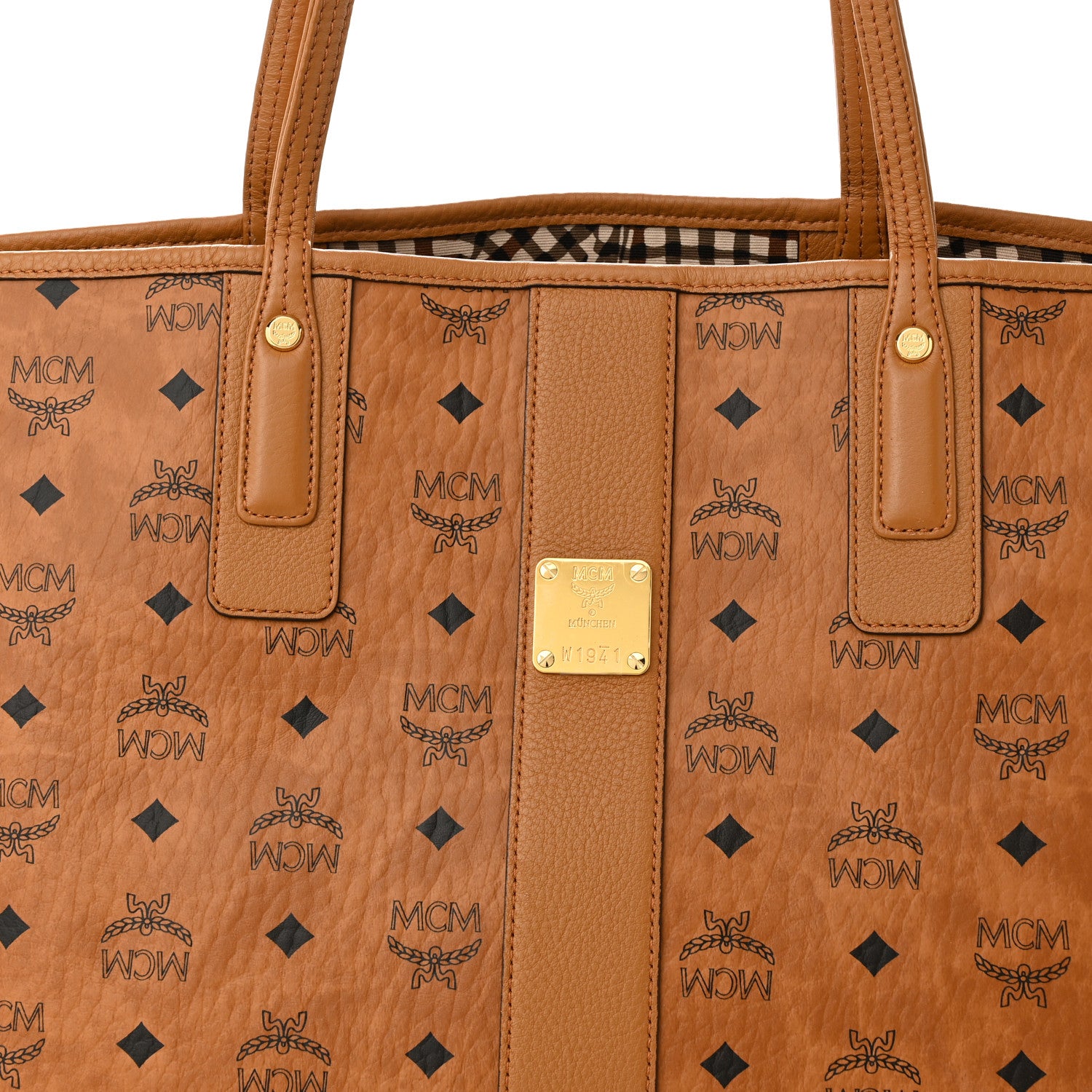 MCM Visetos Large Liz Reversible Shopper Tote Cognac 10 of 16