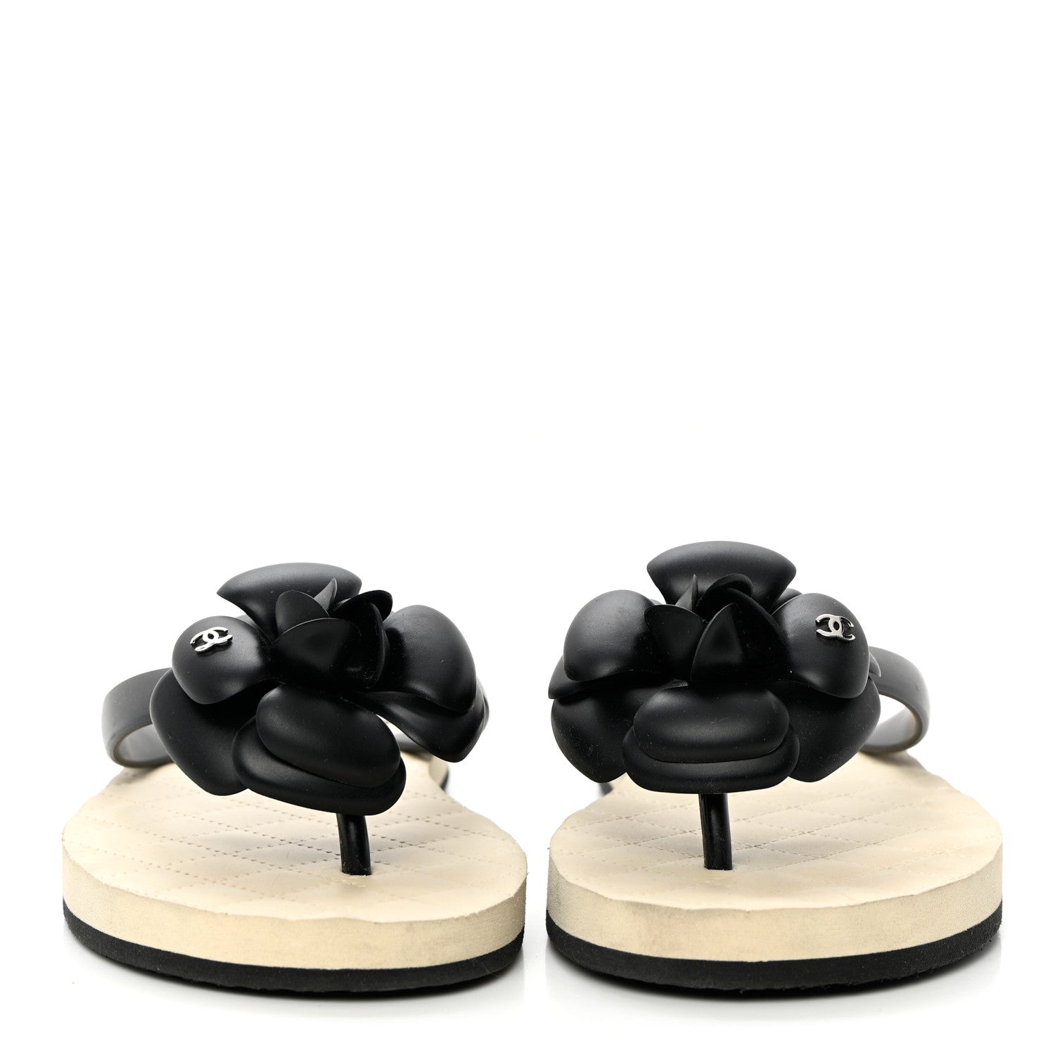 Chanel PVC Camellia Thong Sandals 37 Black 2 of 10