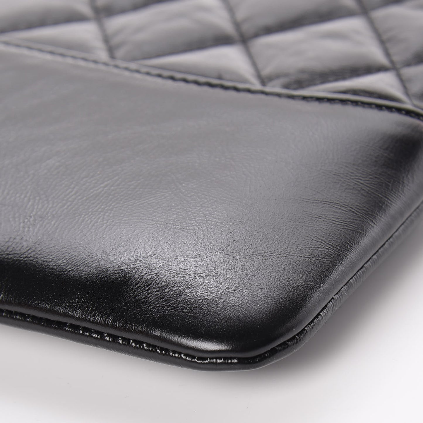 Aged Calfskin Quilted Large Gabrielle Cosmetic Case Black