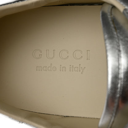 Gucci Metallic Nappa Interlocking G Perforated Mens Ace Sneakers 10 Argento 7 of 9