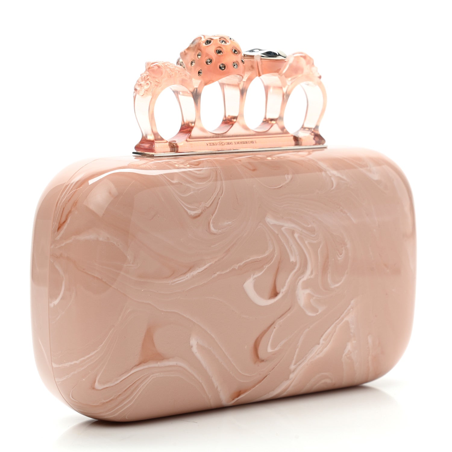 Alexander McQueen PVC Marble Skull Box Clutch Rose Pink 3 of 7