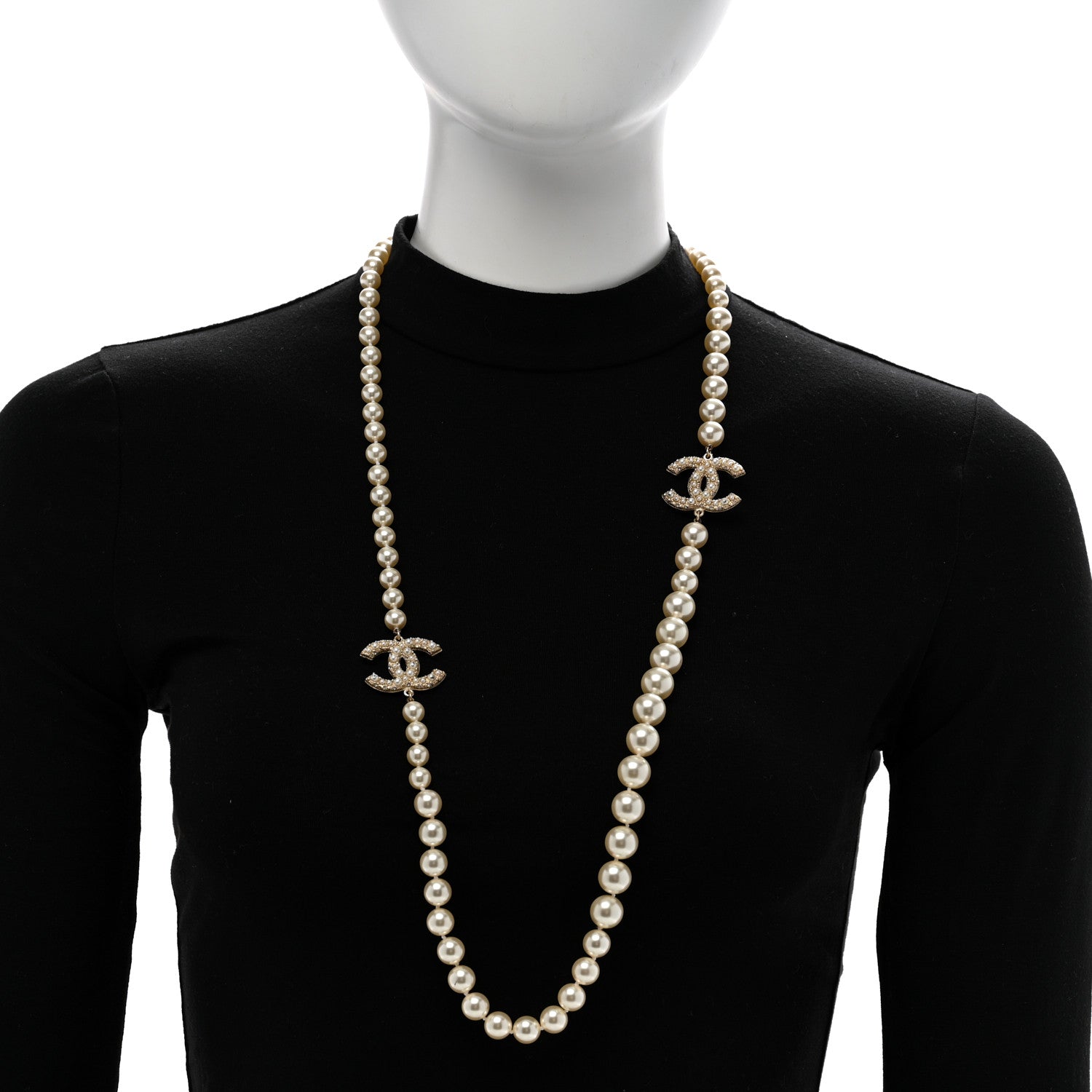Chanel Pearl CC 100th Anniversary Long Necklace Light Gold 2 of 6