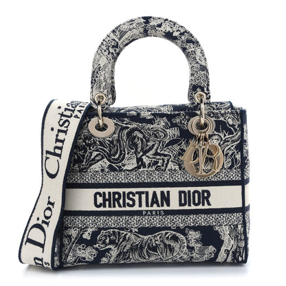 Christian Dior Toile de Jouy Embroidered Medium Lady D-Lite Blue 1 of 8