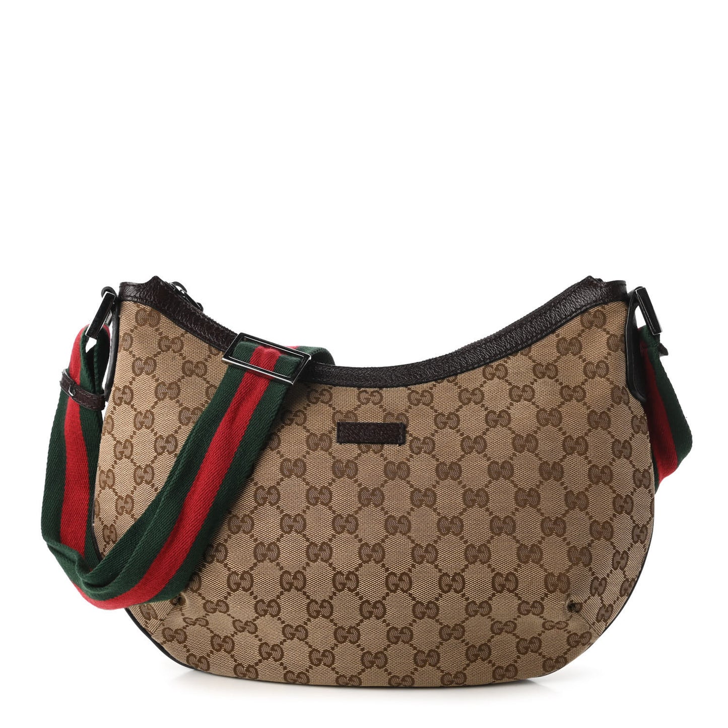 Monogram Web Medium Half Moon Hobo Dark Brown