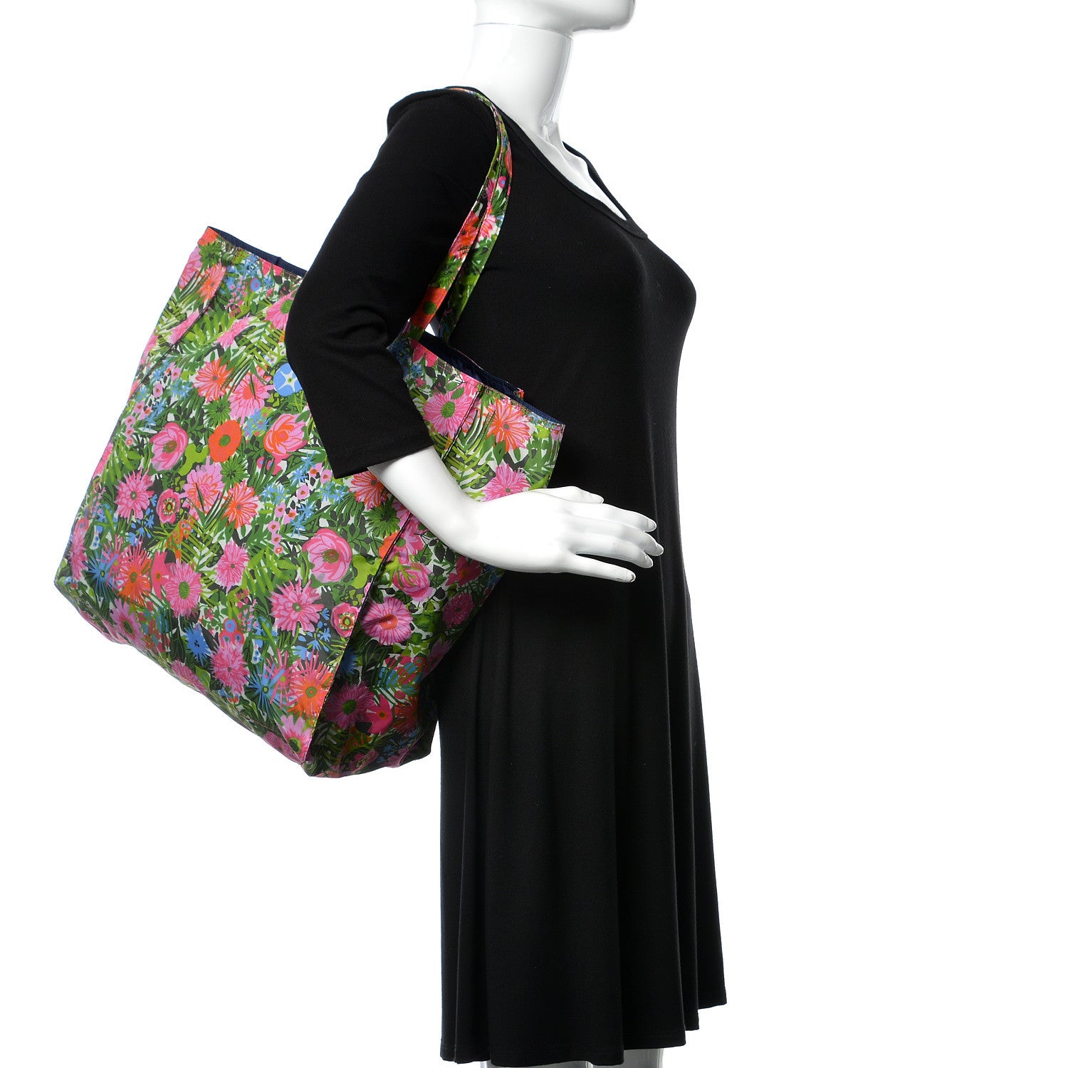 Prada Tessuto Nylon Floral Print BYOBag Shopping Tote 2 of 10