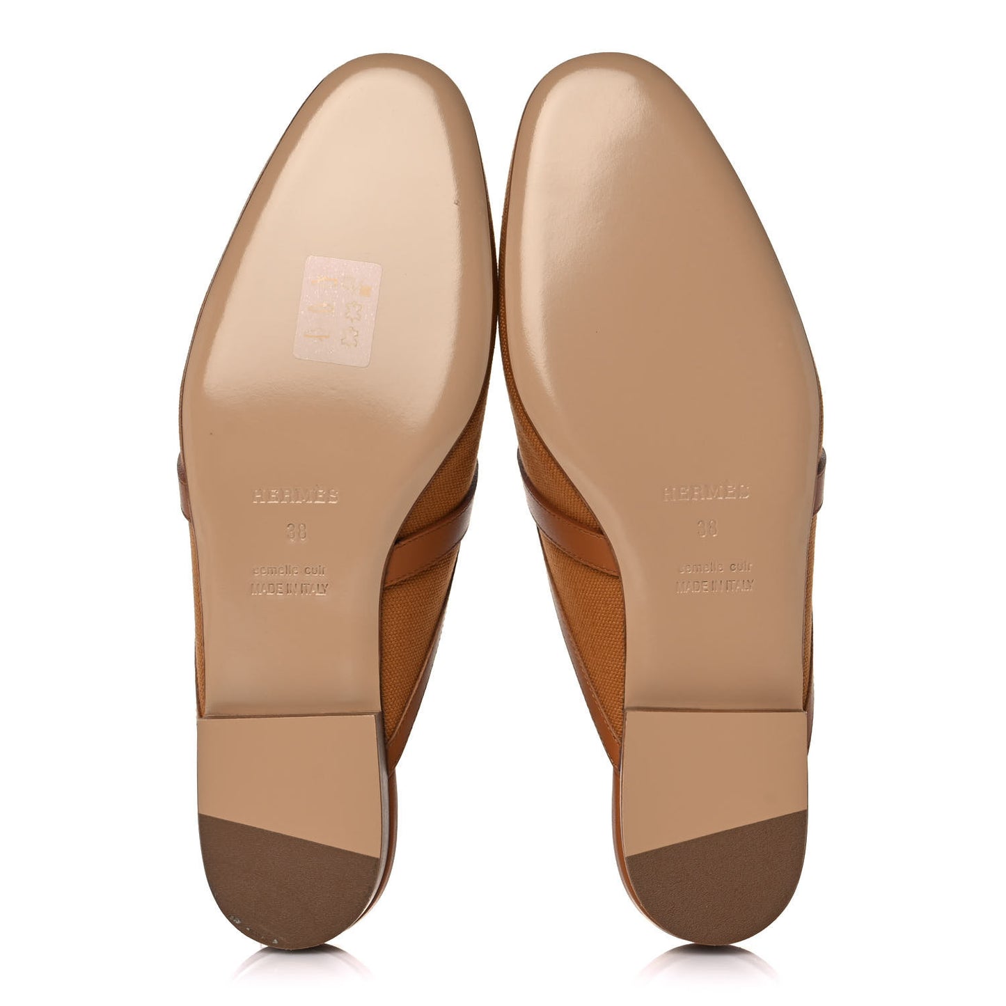 Cotton Canvas Calfskin Oz Mules 38 Naturel Beige Dore