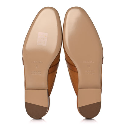 Hermes Cotton Canvas Calfskin Oz Mules 38 Naturel Beige Dore 5 of 9