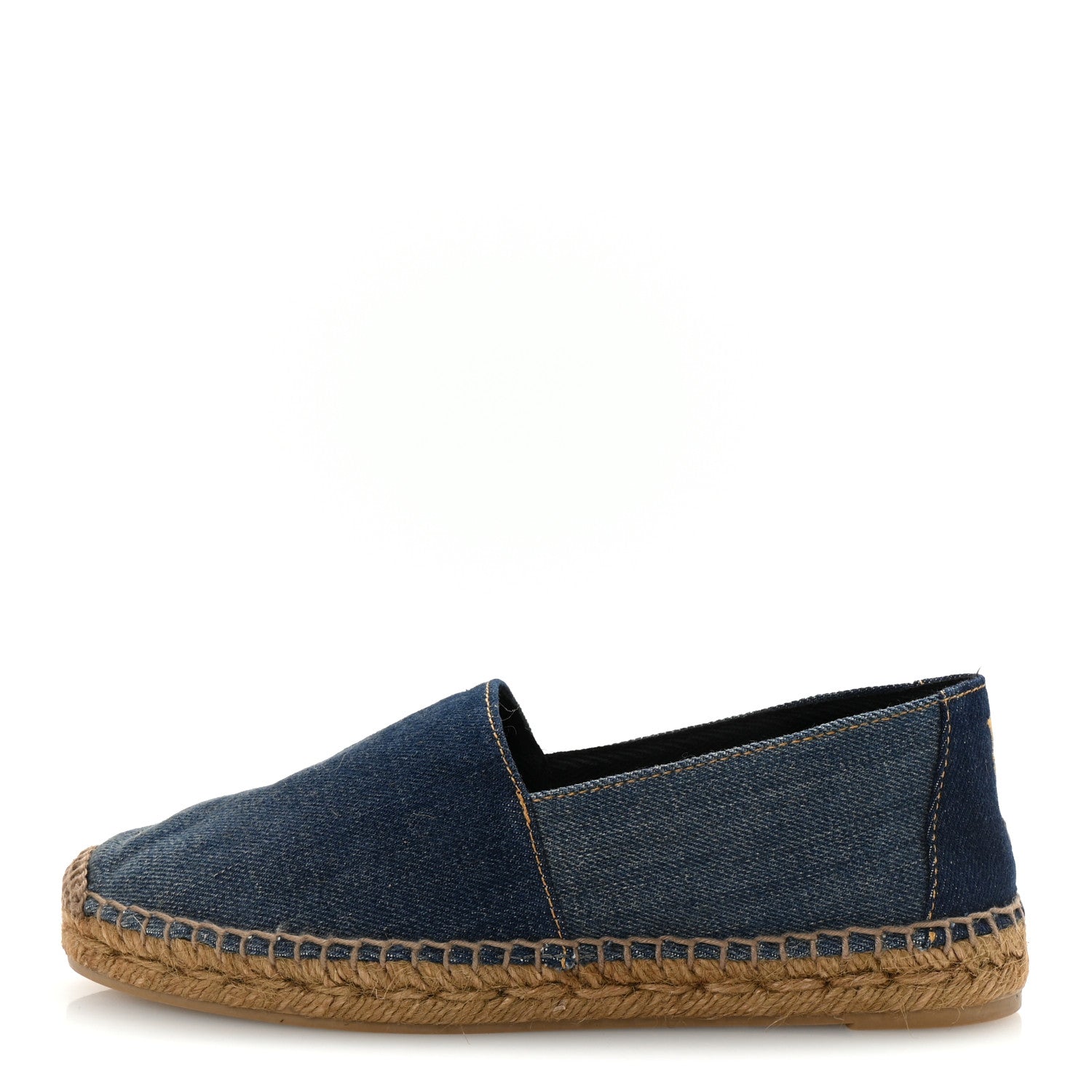Saint Laurent Denim Logo Embroidered Espadrilles 37.5 Deep Blue 1 of 10