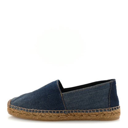 Saint Laurent Denim Logo Embroidered Espadrilles 37.5 Deep Blue 1 of 10