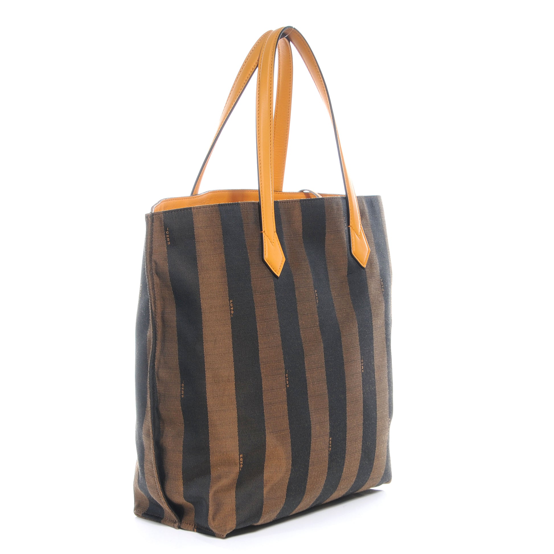 Fendi Jacquard Calfskin Pequin All In Shopper Tote Tobacco Yellow 3 of 8