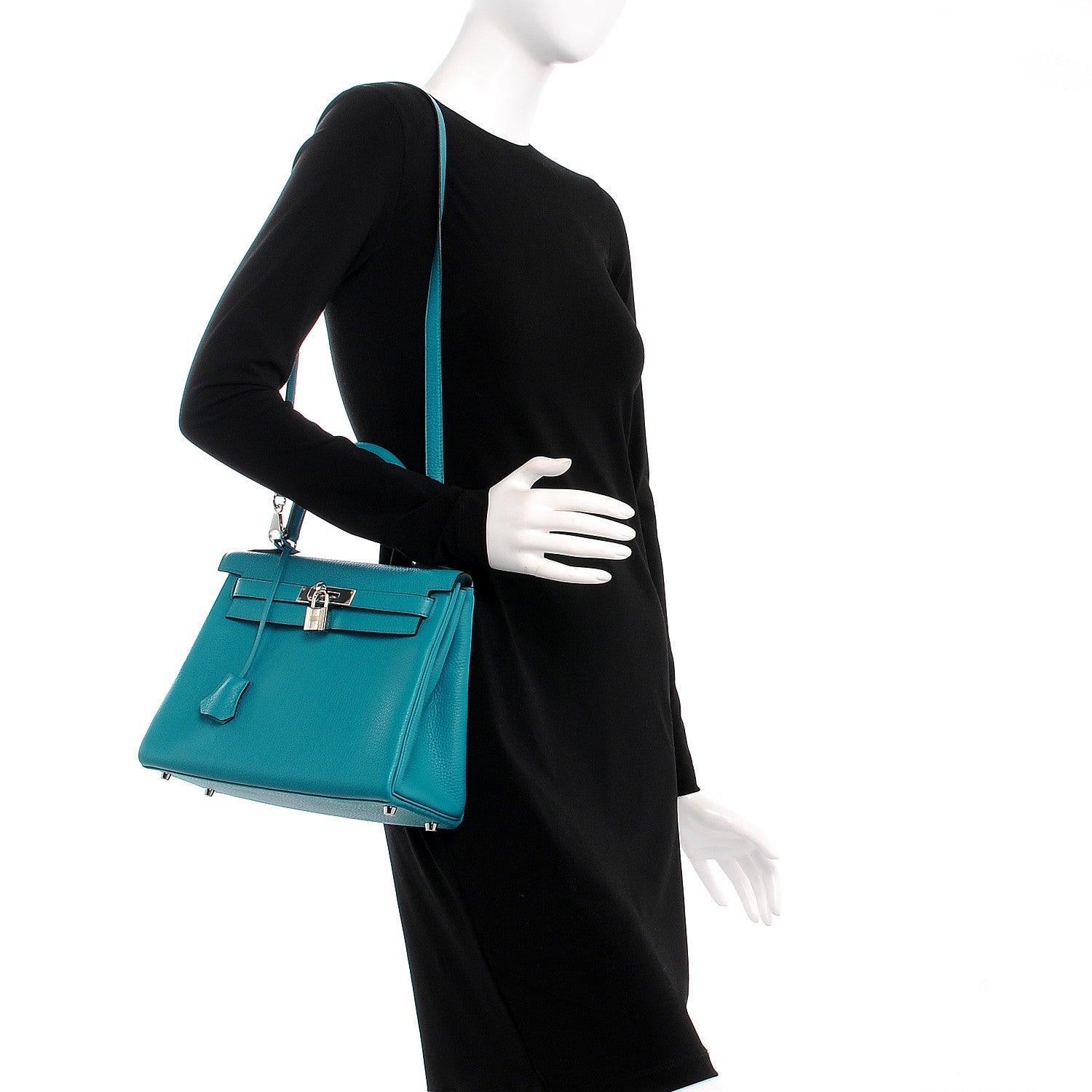 Hermes Taurillon Clemence Kelly Retourne 28 Bleu Paon 2 of 27