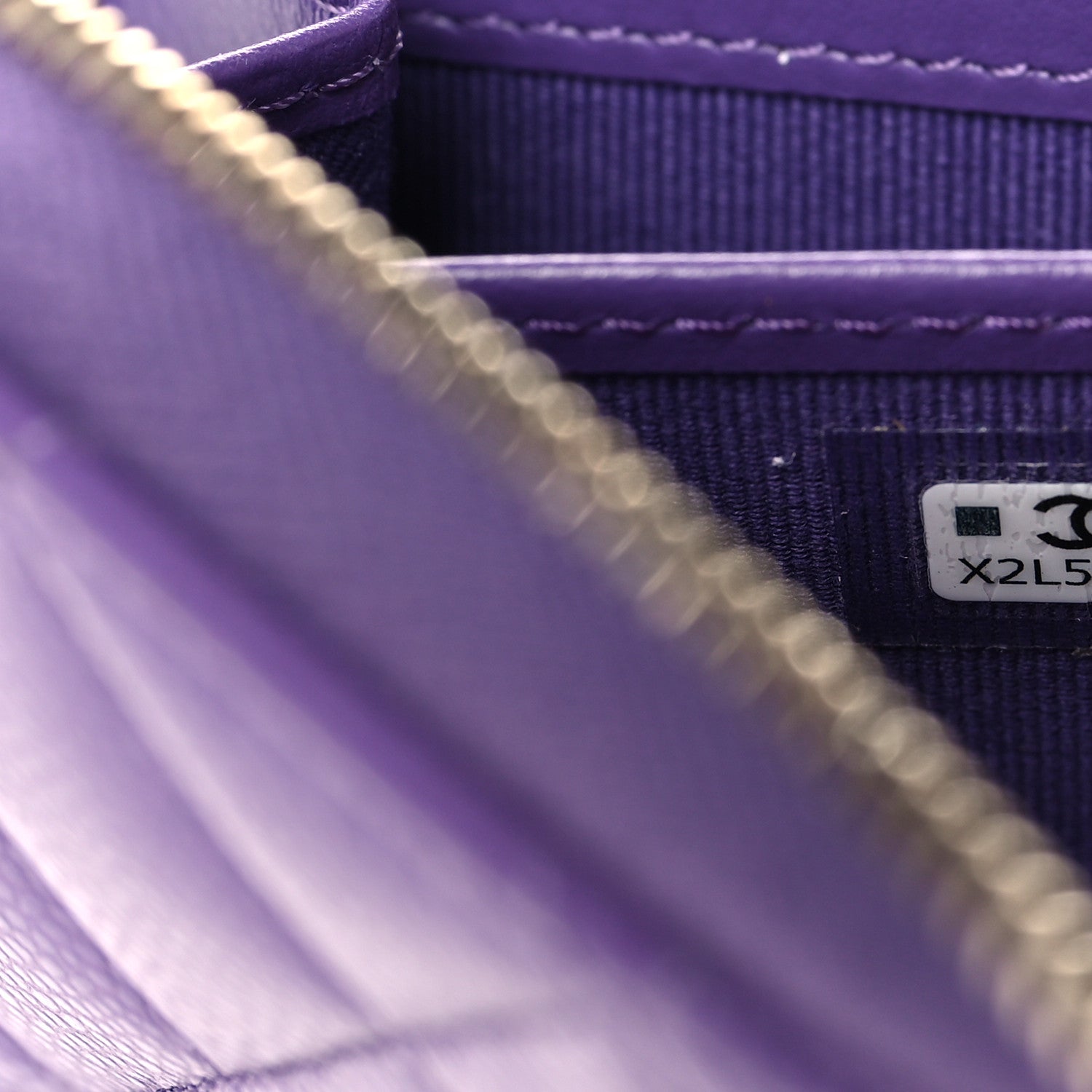 Chanel Caviar Quilted Large Gusset Zip Around Wallet Purple 8 of 9