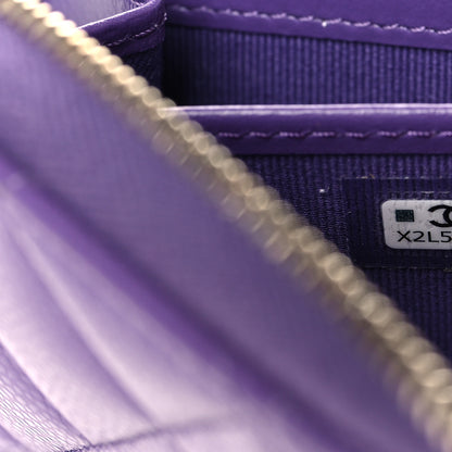 Chanel Caviar Quilted Large Gusset Zip Around Wallet Purple 8 of 9