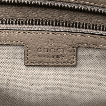 Gucci GG Supreme Monogram Textured Dollar Calfskin Web Medium Savoy Duffle Bag Beige Mystic White Oatmeal 5 of 8