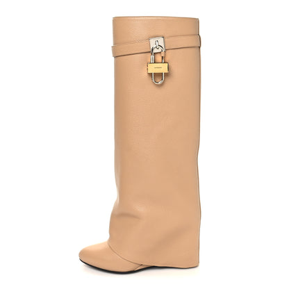 Givenchy Calfskin Shark Lock Pant Boots 37.5 Beige 1 of 8