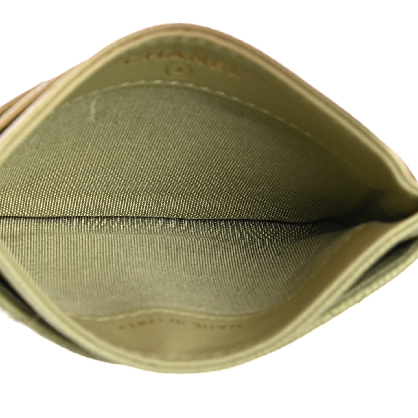 Caviar Quilted French New Wave Card Holder Light Green
