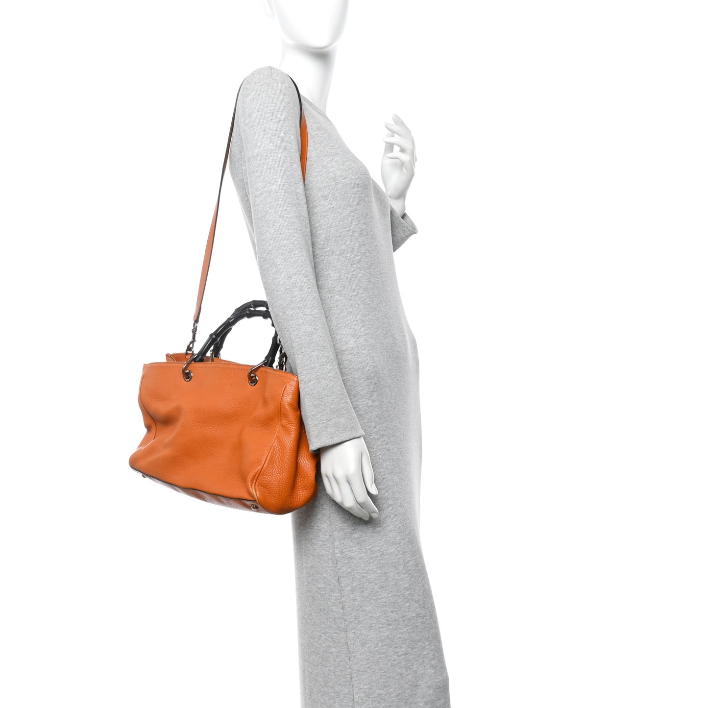 Cellarius Calfskin Medium Bamboo Shopper Tote  Orange