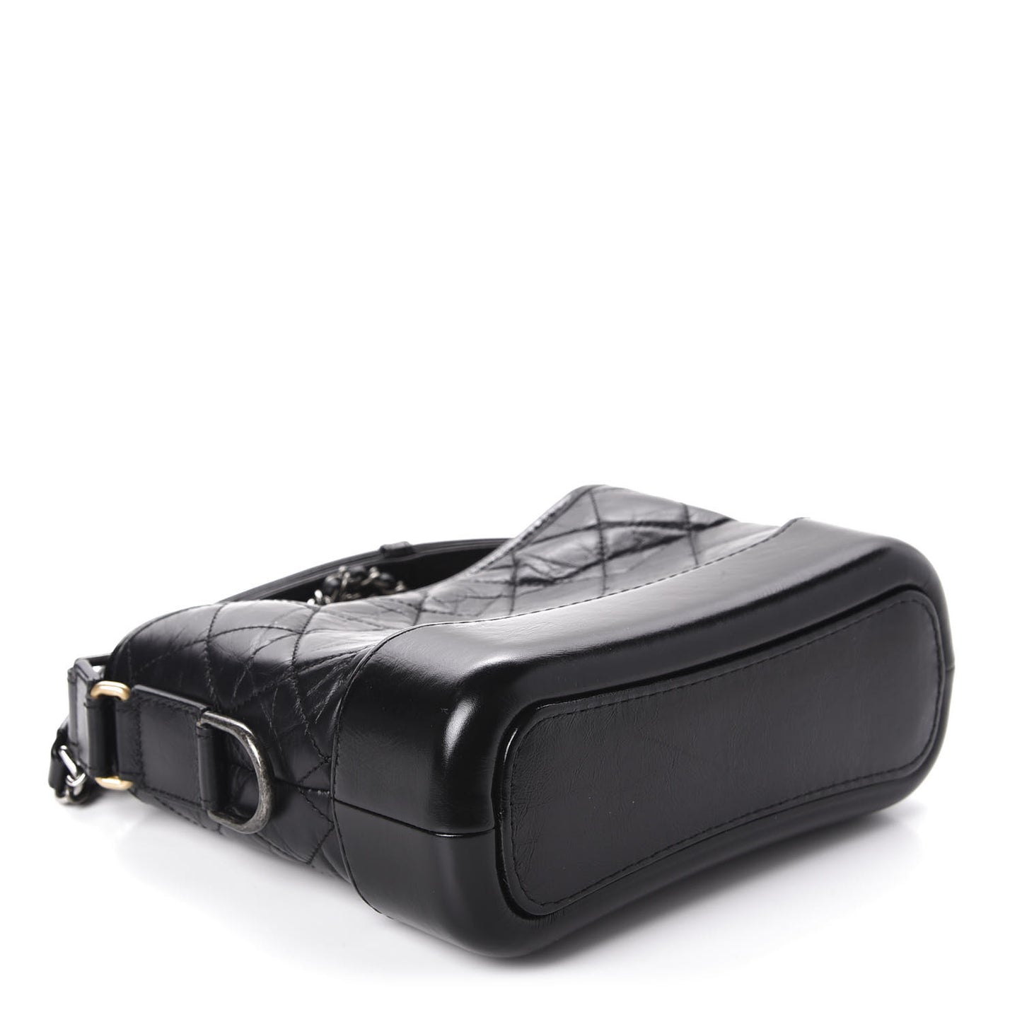 Aged Calfskin Quilted Small Gabrielle Hobo Black
