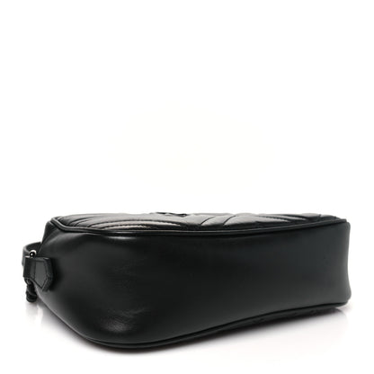 Gucci Calfskin Matelasse Monochrome Small GG Marmont Chain Shoulder Bag Black 4 of 10