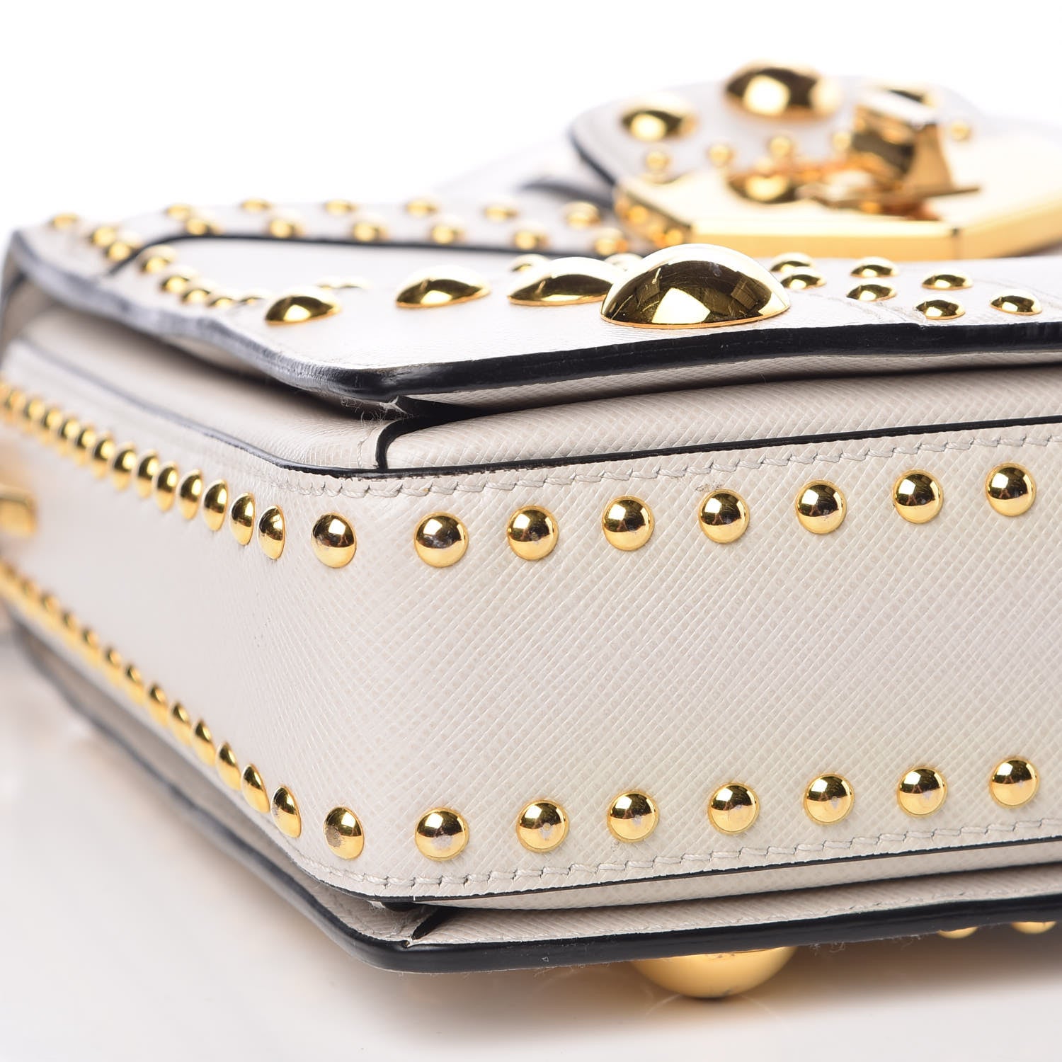 Prada Saffiano Sound Studded Hobo Talco 11 of 13