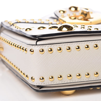 Prada Saffiano Sound Studded Hobo Talco 11 of 13