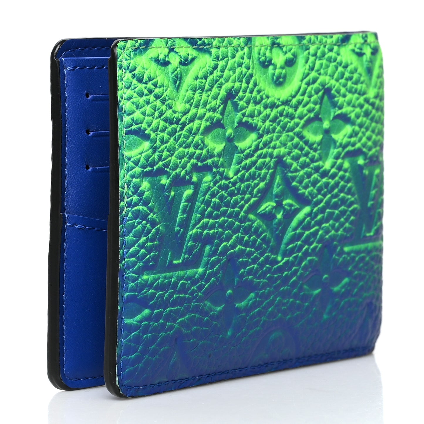 Taurillon Illusion Slender Wallet Bleu Vert