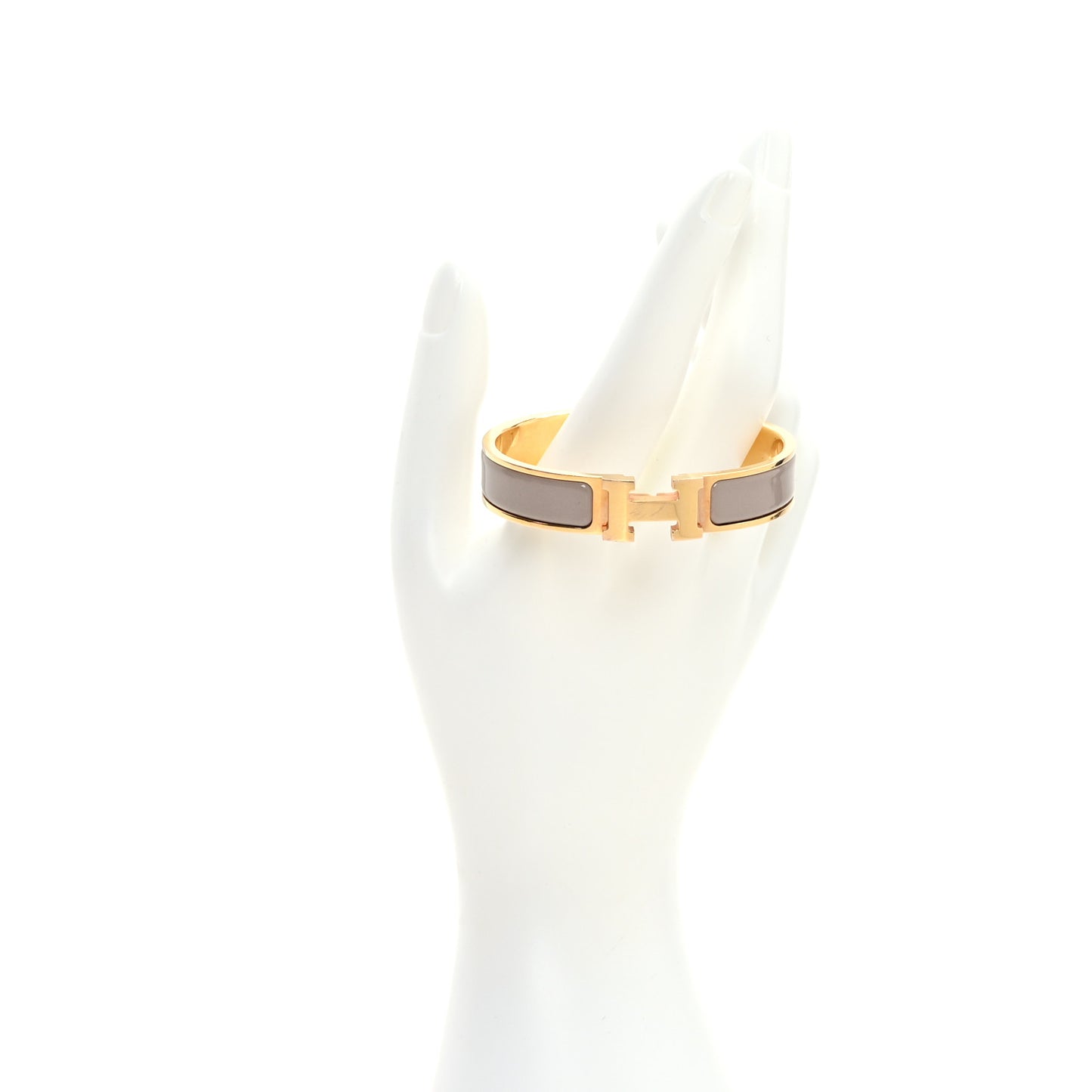 Enamel Narrow Clic Clac H Bracelet PM Marron Glace