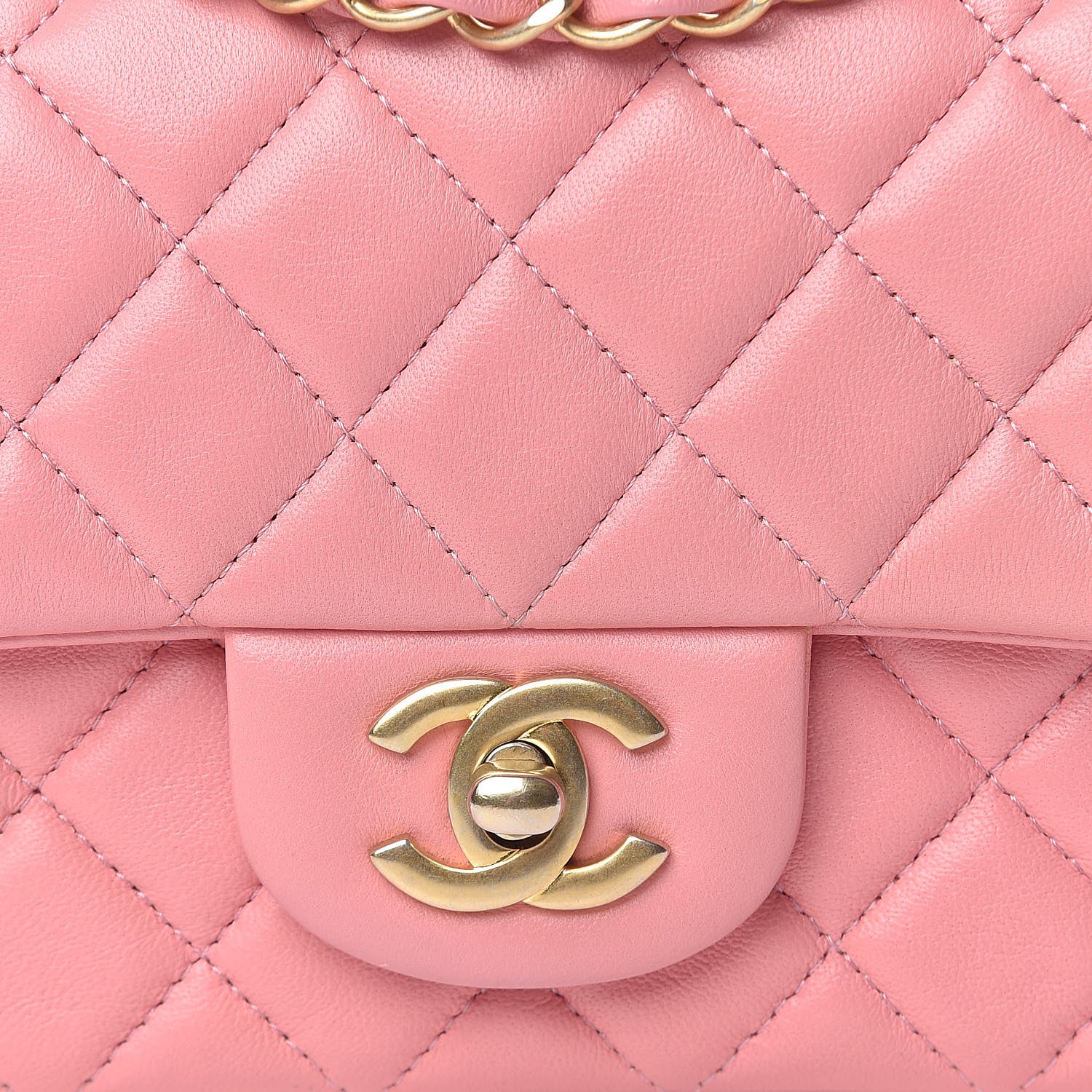 Chanel Lambskin Quilted Mini Rectangular Flap Pink 11 of 12