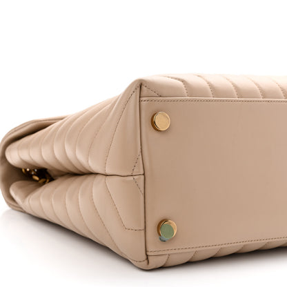 Saint Laurent Calfskin Matelasse Large Loulou Monogram Chain Satchel Dark Beige 9 of 15