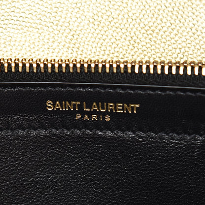 Saint Laurent Iridescent Grain De Poudre Matelasse Chevron Monogram Chain Wallet Antic Gold 8 of 9