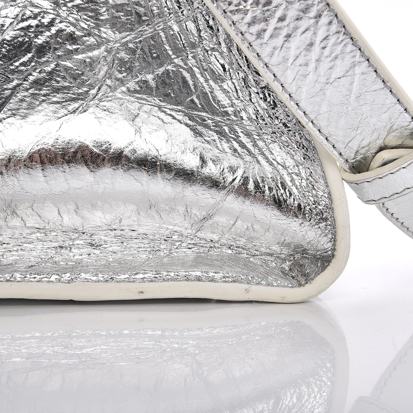 Metallic Calfskin Medium Diorever Flap Silver