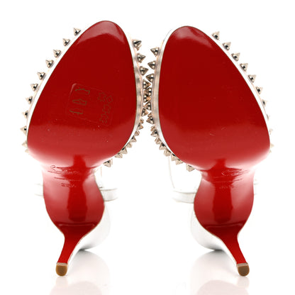 Christian Louboutin Nappa PVC Spiked St Jeannette 120 Peep Toe Pumps 35.5 Silver 5 of 10