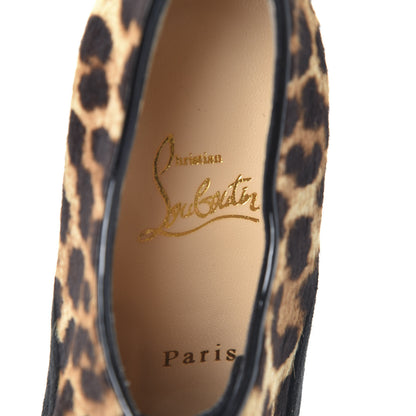 Christian Louboutin Pony Hair Suede Miss Poppins 140 Peep Toe Platform Booties 36 Version Leopard 7 of 8