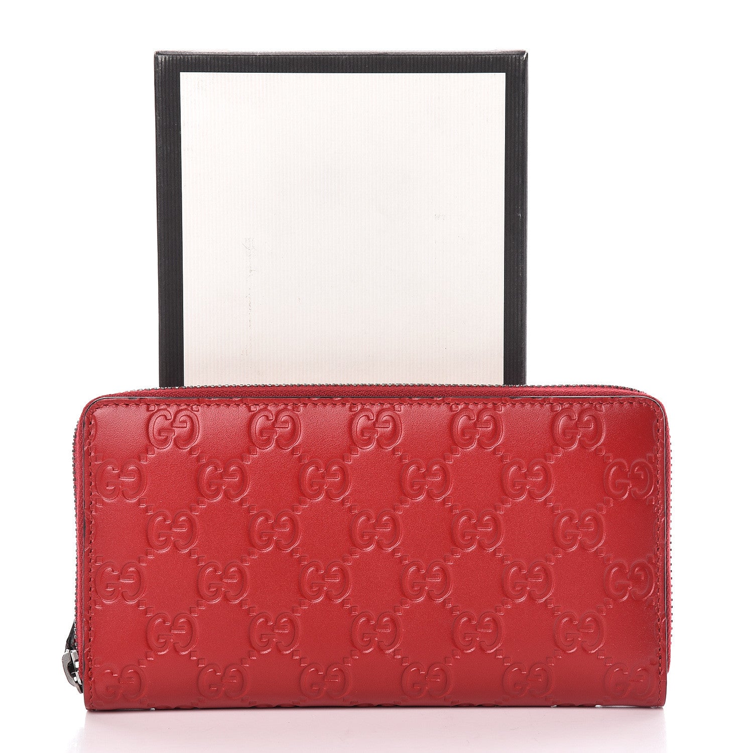 Gucci Guccissima Signature Zip Around Wallet Hibiscus Red 9 of 9