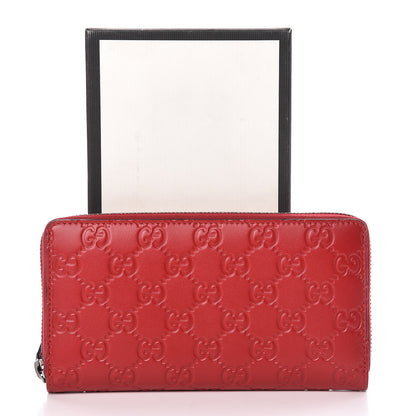 Gucci Guccissima Signature Zip Around Wallet Hibiscus Red 9 of 9