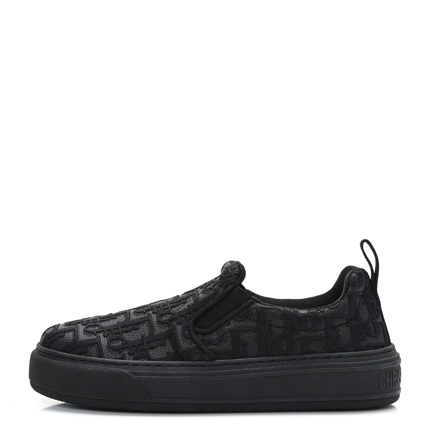 Christian Dior Shiny Technical Fabric Oblique Embroidered Womens Solar Slip On Sneakers 37 Black 1 of 8