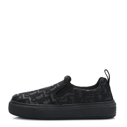 Christian Dior Shiny Technical Fabric Oblique Embroidered Womens Solar Slip On Sneakers 37 Black 1 of 8