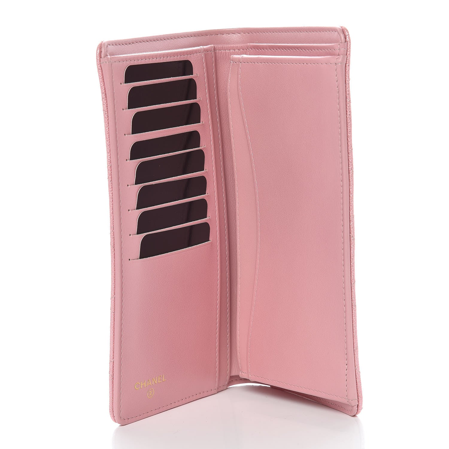 Chanel Iridescent Caviar Quilted Yen Wallet Rose Pink 5 of 9