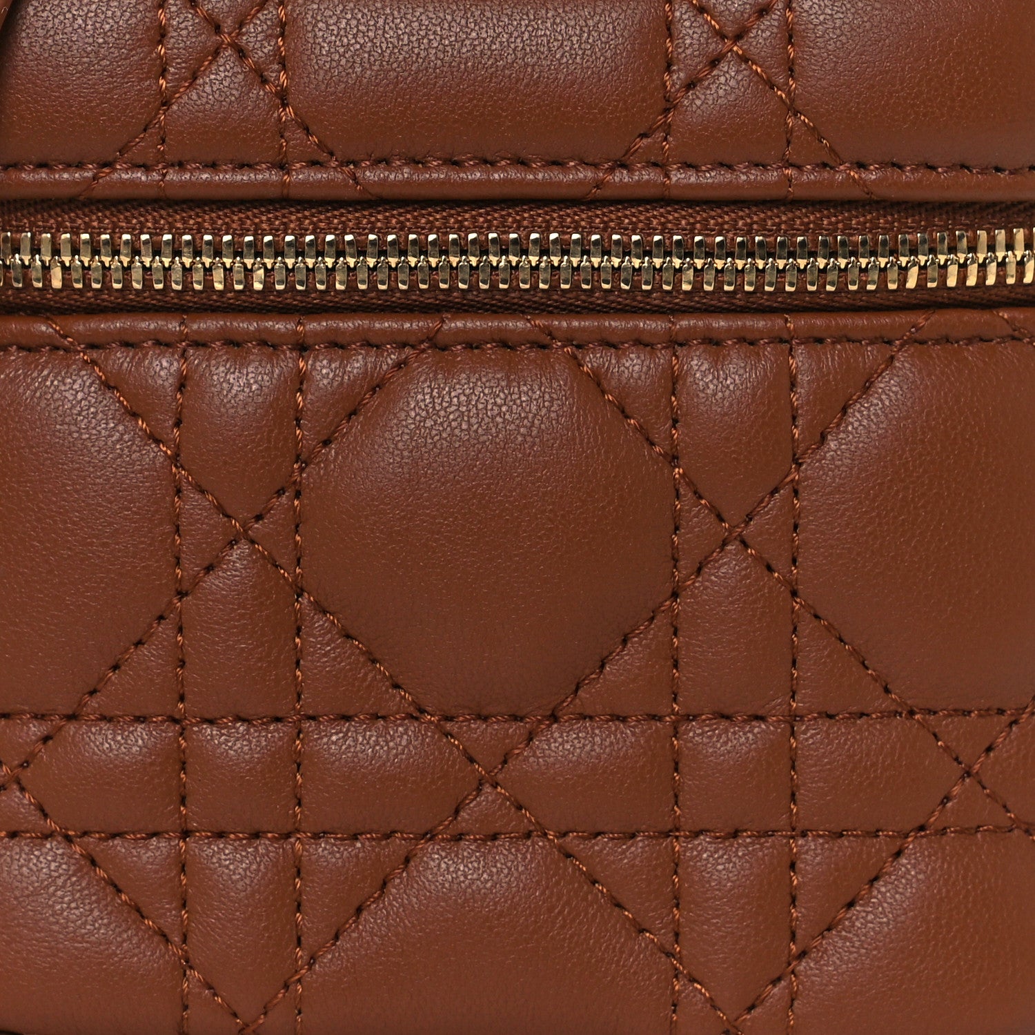 Christian Dior Lambskin Cannage Micro Lady Dior Vanity Case Cognac 6 of 12