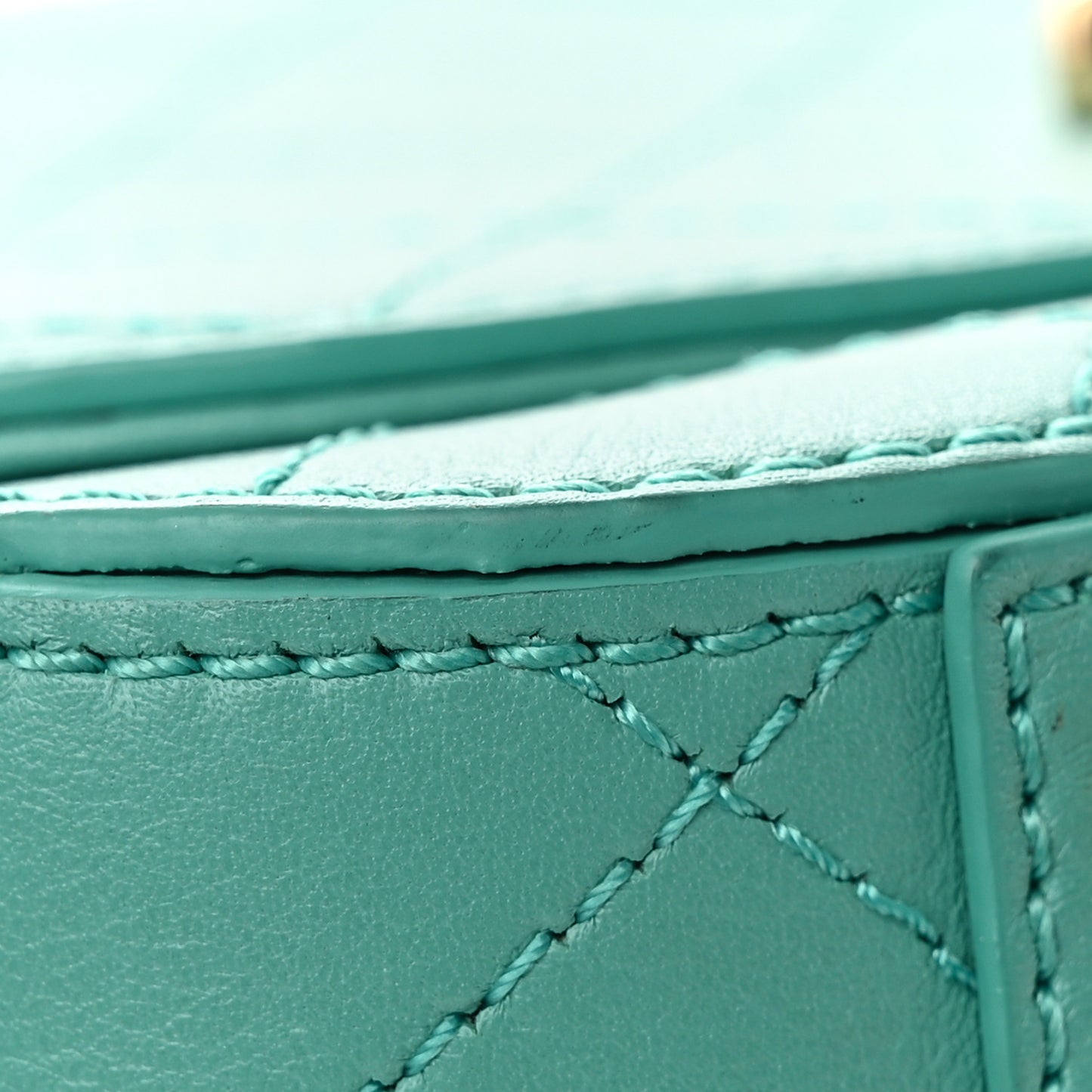 Calfskin Stitched Small Covered CC Flap Bag Green