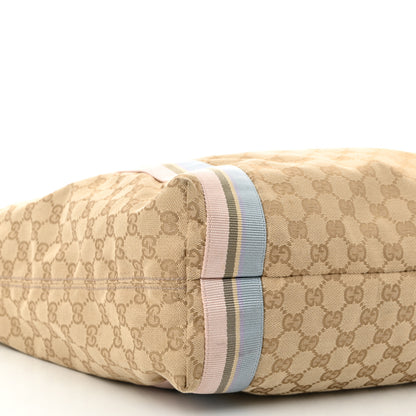 Gucci GG Monogram Medium Web Handle Vertical Tote Pink Blue 9 of 11