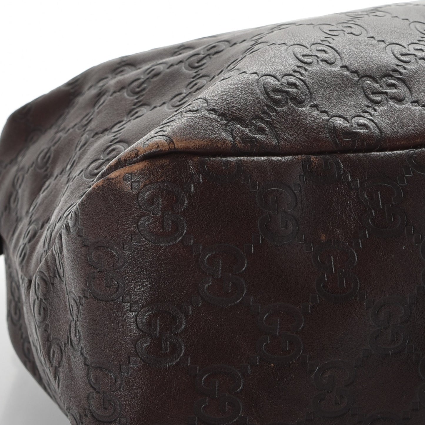 Guccissima Medium Horsebit Chain Hobo Dark Brown