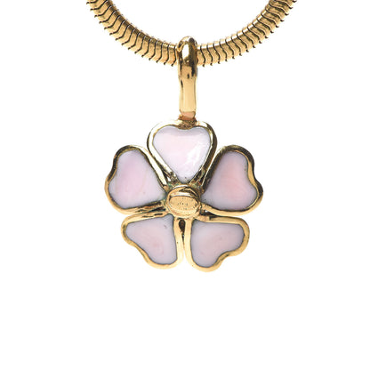 Chanel Gripoix Flower CC Pendant Necklace Pink Gold 4 of 4
