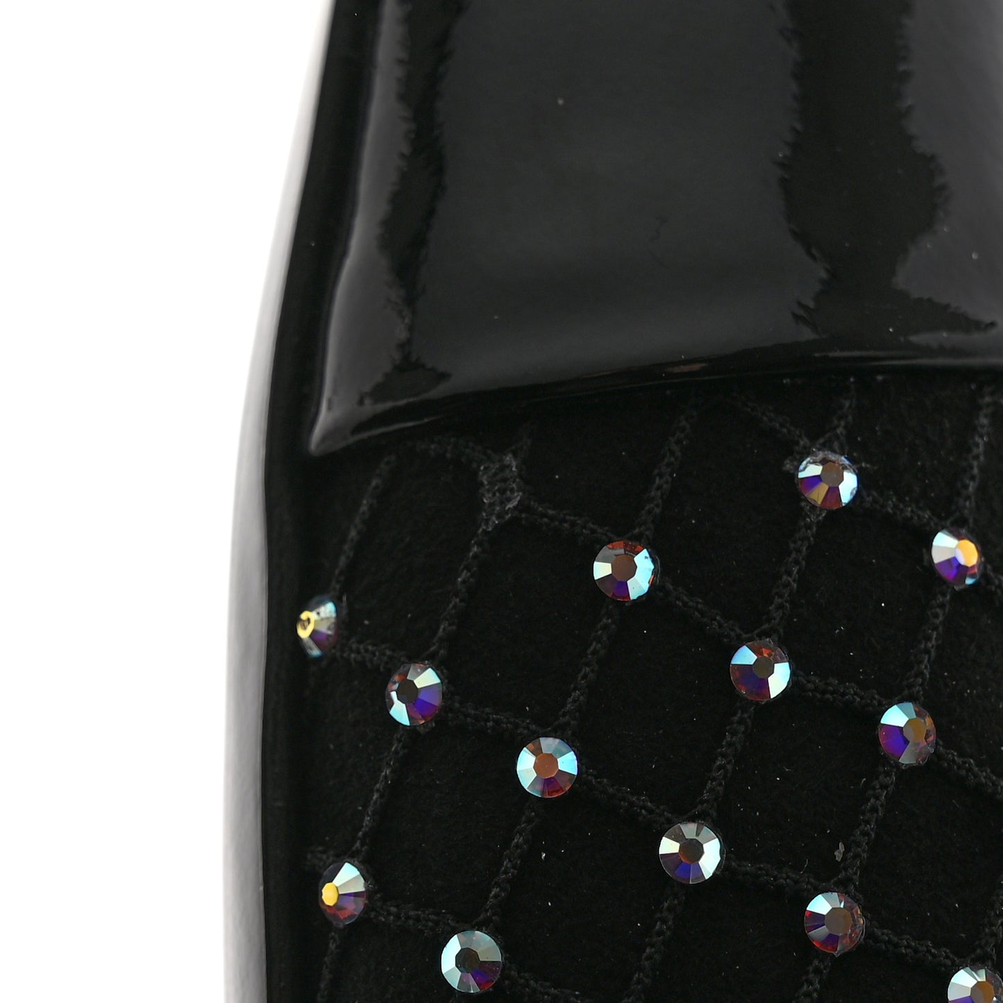 Resille Strass Kid Suede Patent Mary Jane Short Boots 40.5 Black